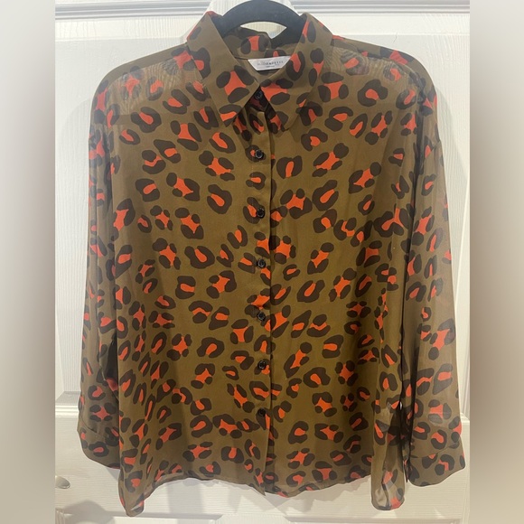 The Bouse & Dress Tops - The Bouse & Dress Sheer blouse animal / leopard print long sleeves buttons down